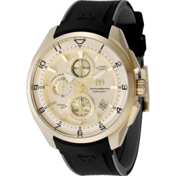 NWT Authentic Technomarine Ocean Chronograph Quartz Gold Dial Men's Watch - Picture 1 of 3
